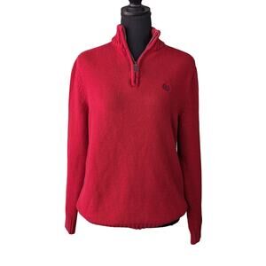 Chaps Red Quarterzip Cotton Sweater sz Small